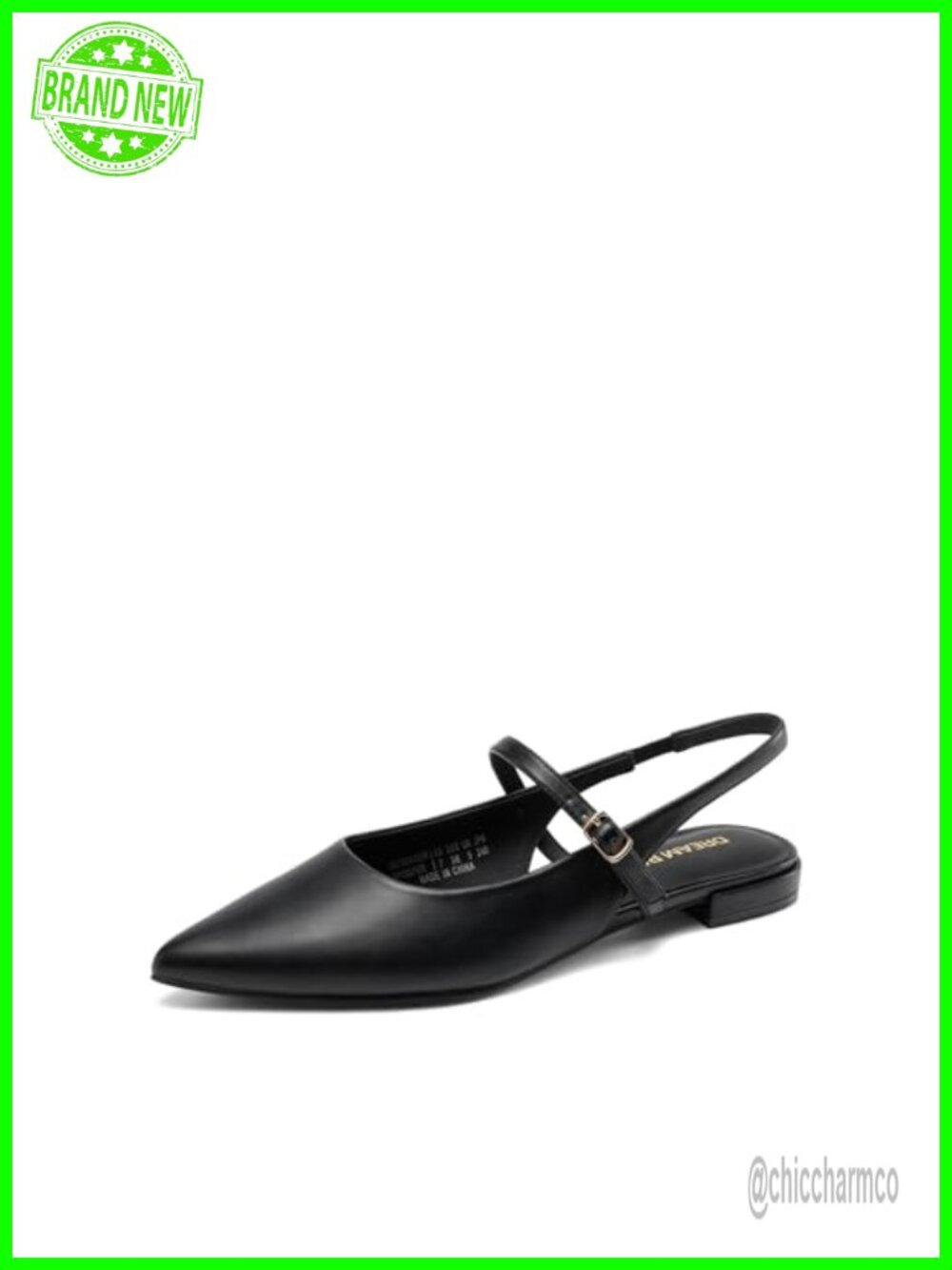 Chic Slingback Ballet Flats for Women - Faux Leather, Pointed Toe, Comfortable